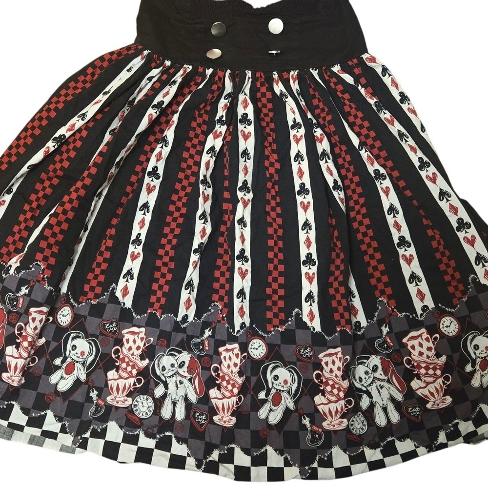 Thorn & Fable Alice in Wonderland Gothic Rabbit Card Suit Skirt XS Black Red